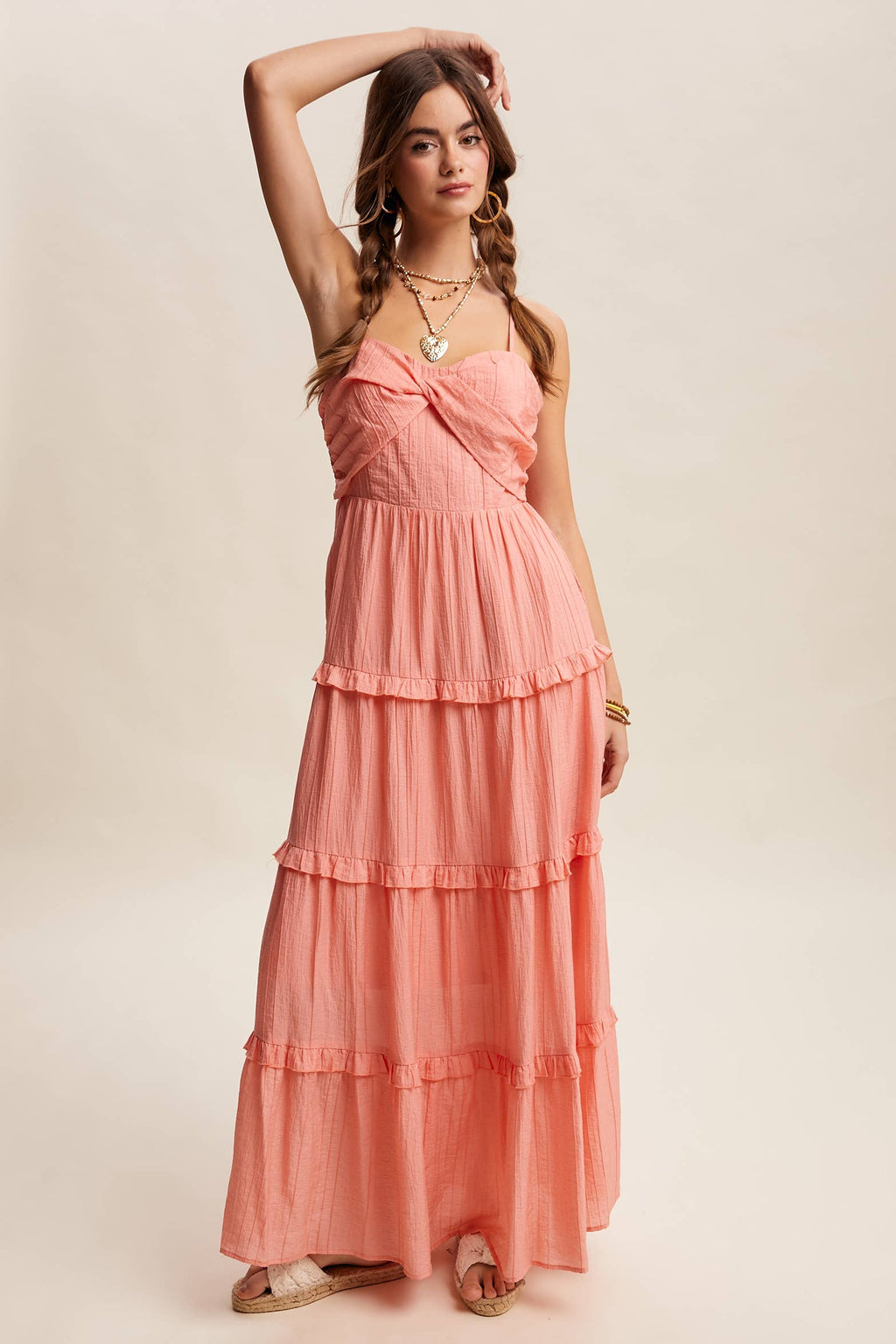 Tiered Spaghetti Strap Maxi Dress LD1393