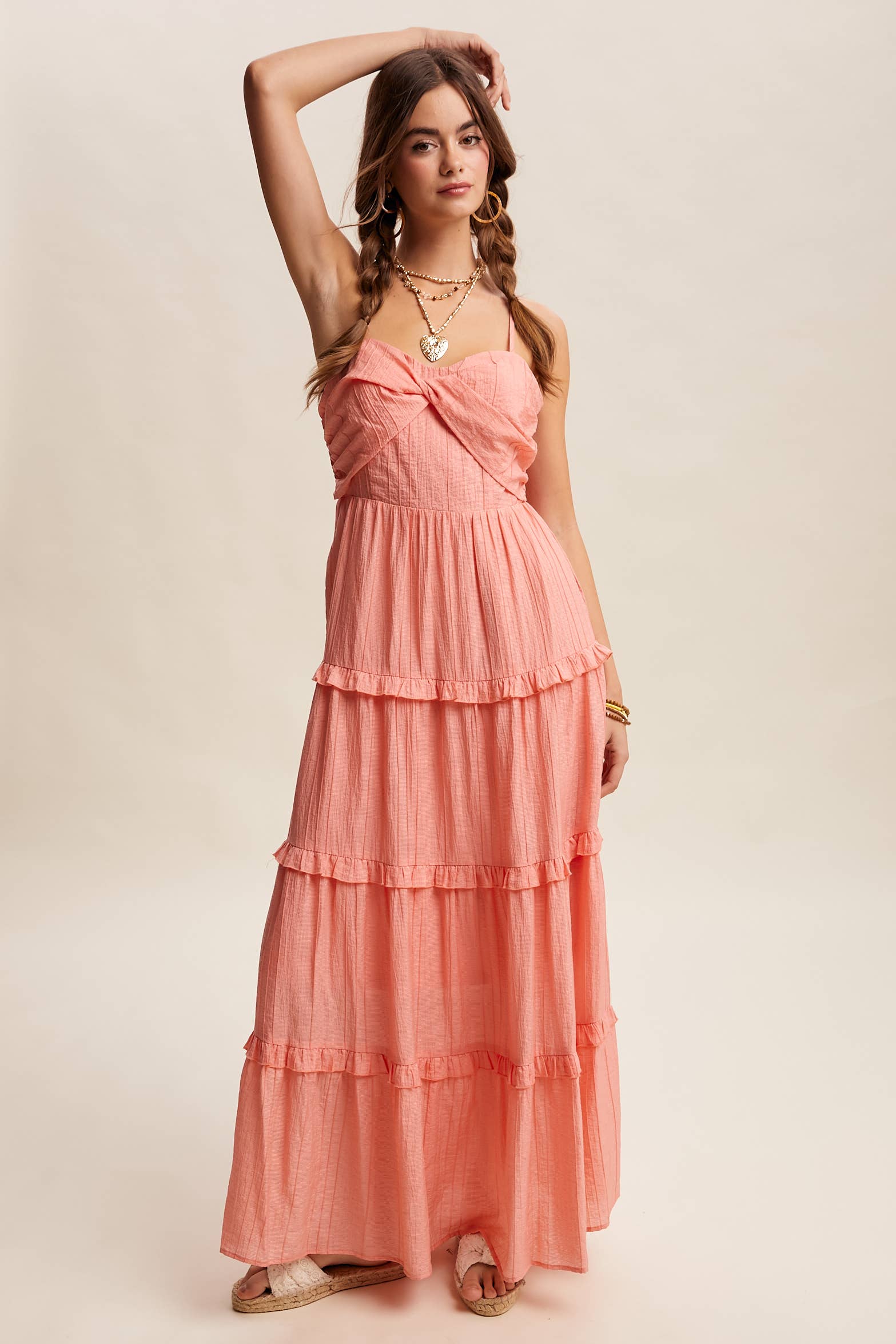 Tiered Spaghetti Strap Maxi Dress LD1393
