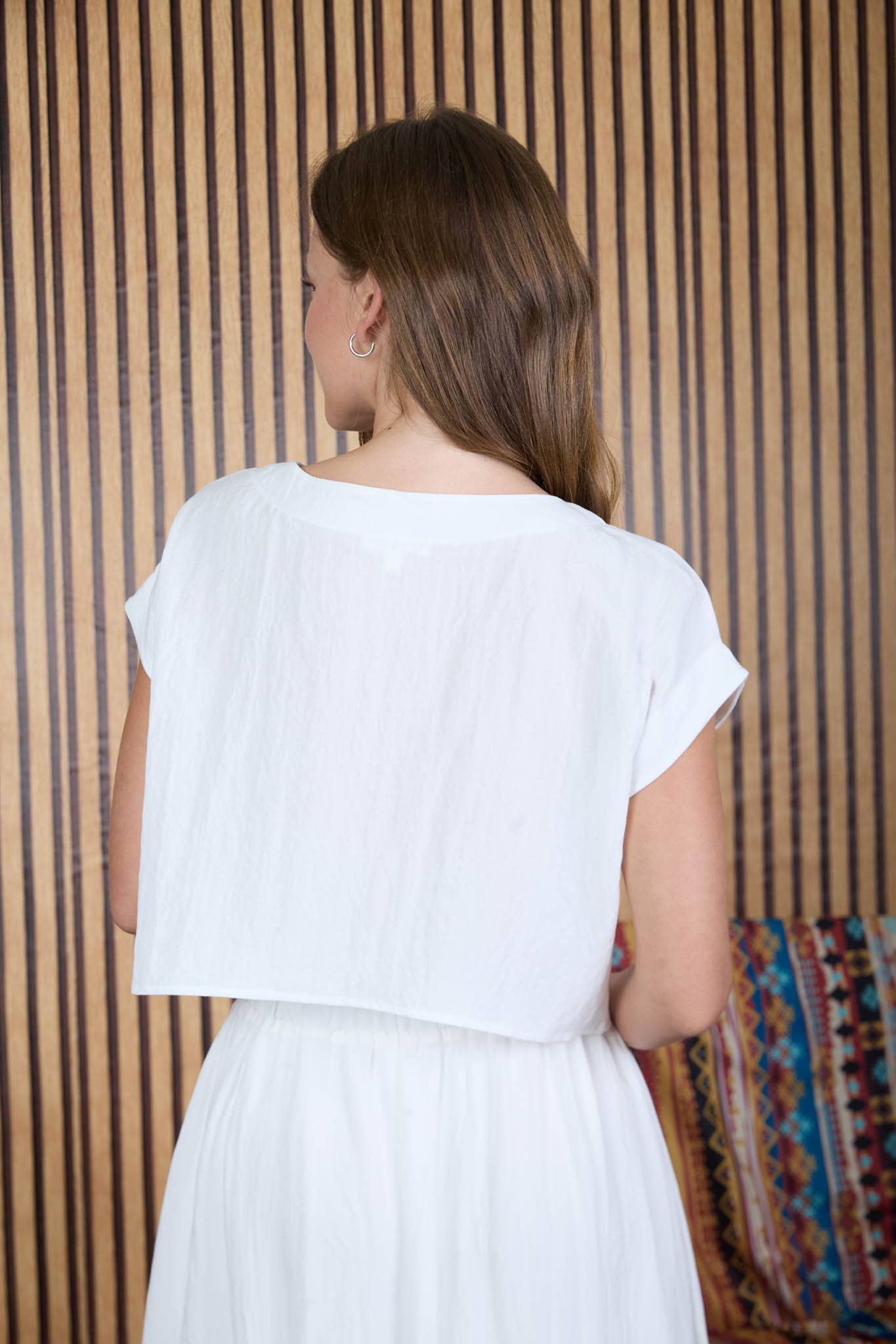 FLORAL EMBROIDERY DETAIL BOAT NECK CROP TOP