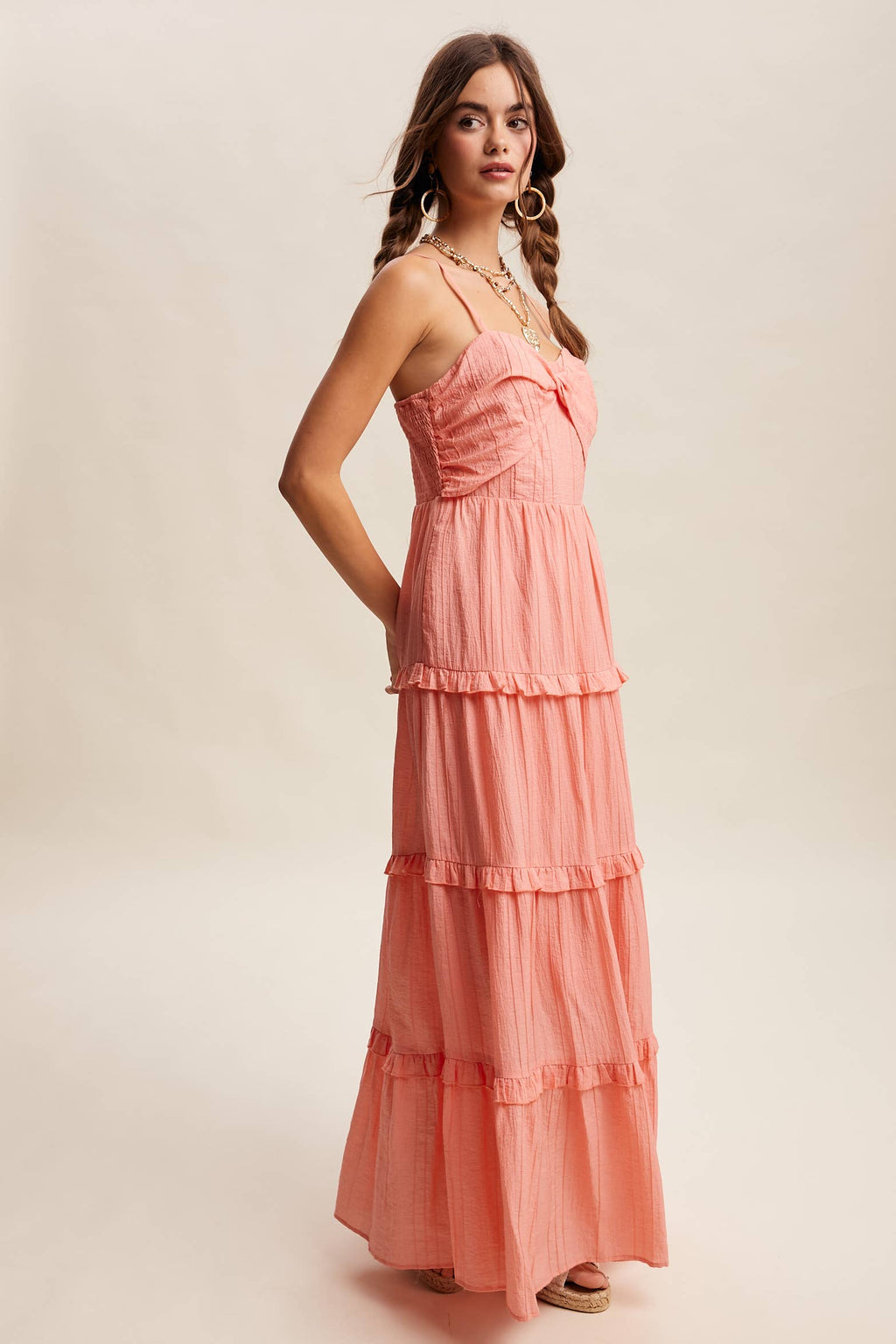 Tiered Spaghetti Strap Maxi Dress LD1393