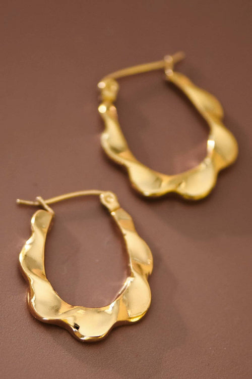 18K Gold PVD Plated Waterproof Stainless Steel Hoop Earrings - 7592