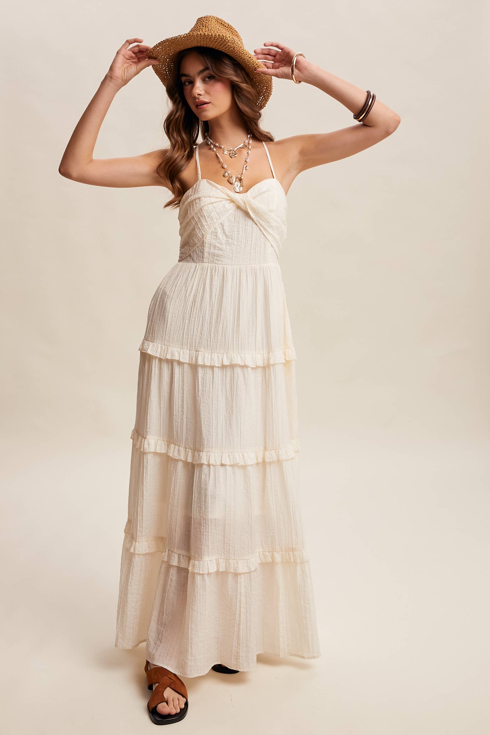 Tiered Spaghetti Strap Maxi Dress LD1393