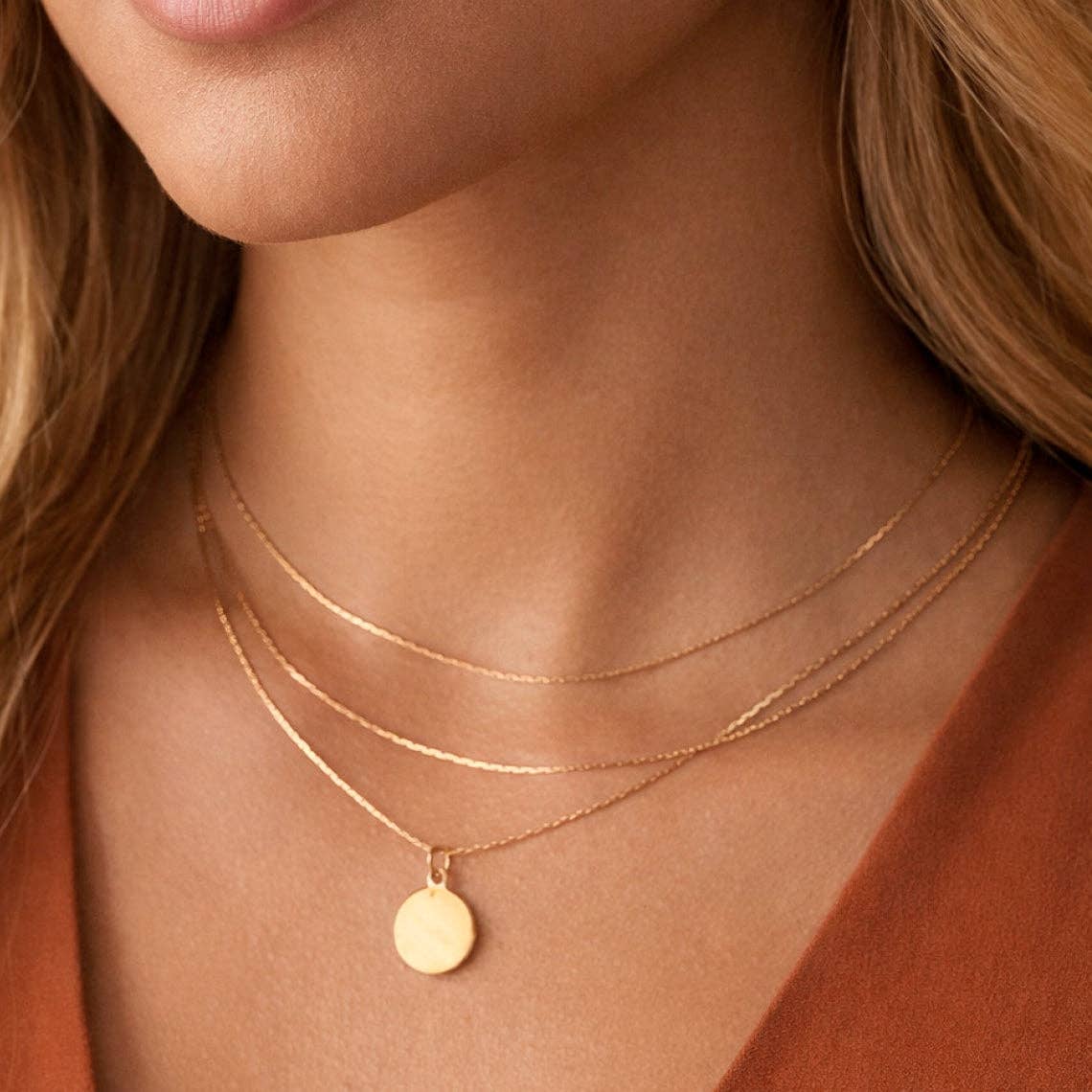 18K Gold Plated Waterproof Stainless Steel Chain Necklace - 6931